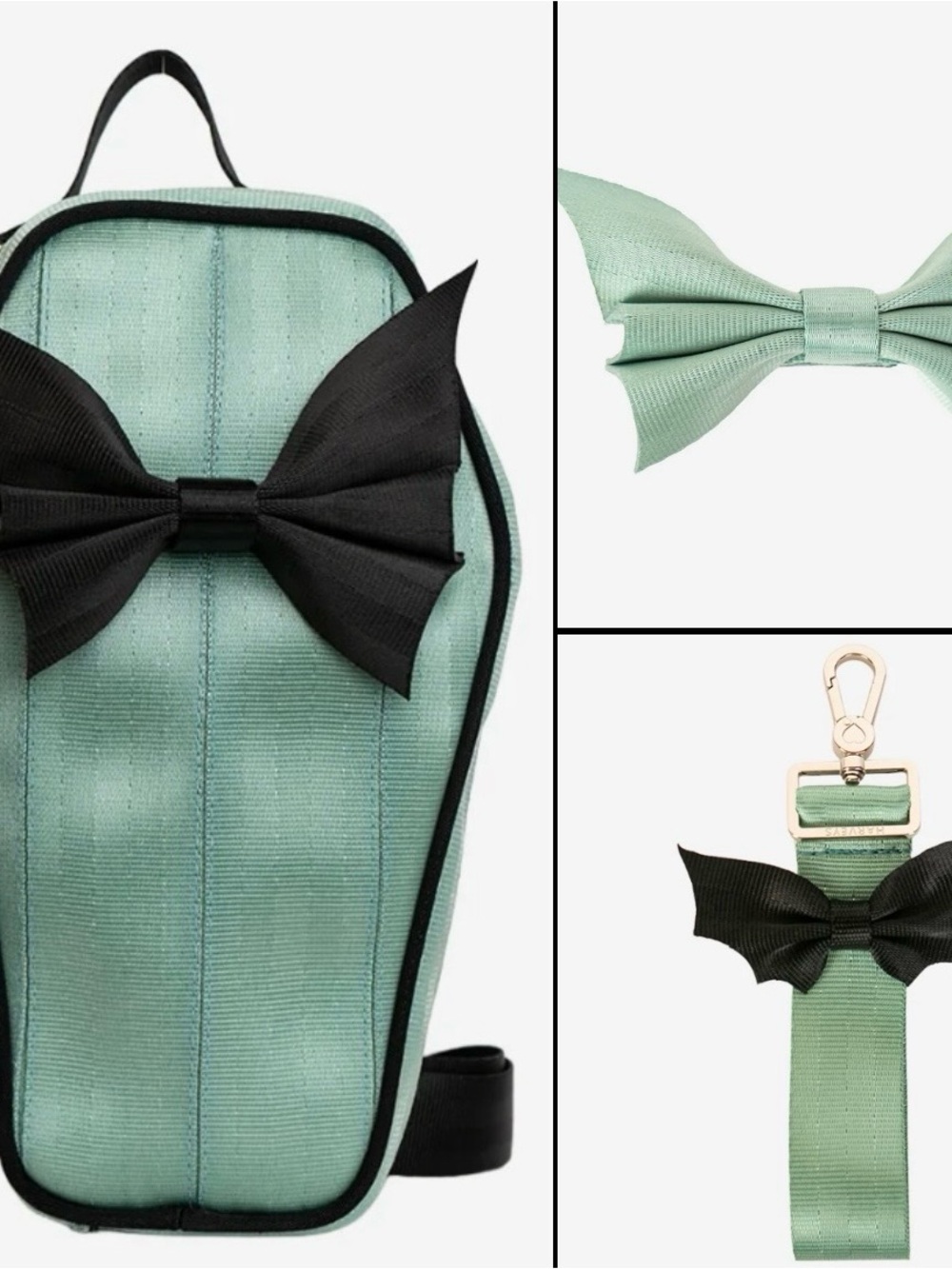 Harveys Seatbelt Collector Series Mint Coffin Backpack / Bat Keychain / Bow /NEW